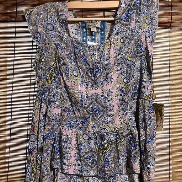 ONE WORLD Tops - NWT! ONE WORLD Blue and Pink Flutter Sleeve Peplum Blouse